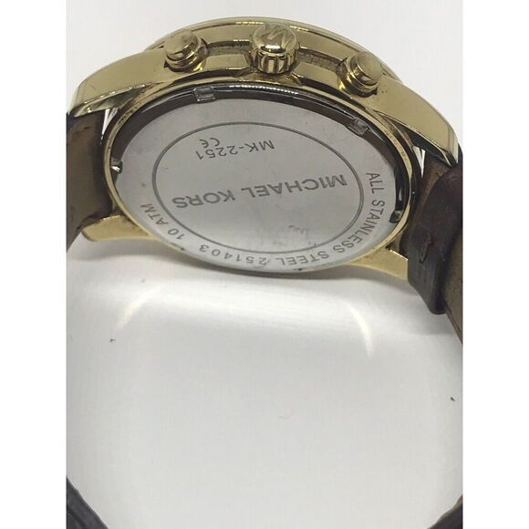 Michael Kors Mk2251 Womens Brown Leather Analog Champagne Dial Quartz Watch No40 - Picture 9 of 10